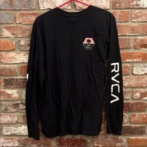 RVCA Black Long Sleeve Tee with Logo